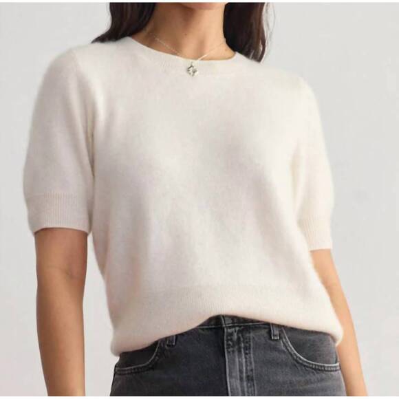 NEW MARGARET O'LEARY brushed cashmere tee in chalk